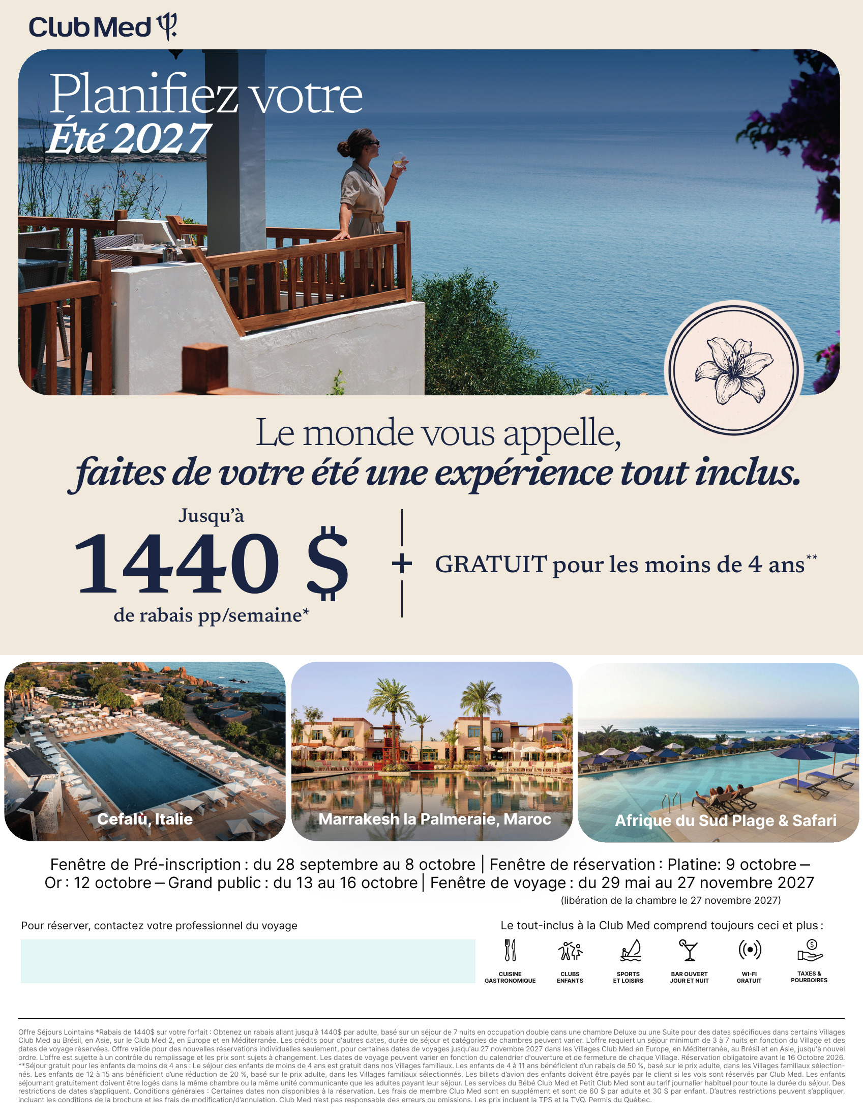 Club Med été 2027 : pré-inscription du 28 septembre au 8 octobre 2026, villages tout inclus à Cefalù, Marrakech et en Afrique du Sud, avec Voyages Aqua Terra Sherbrooke Club Med été 2027 : pré-inscription du 28 septembre au 8 octobre 2026, villages tout inclus à Cefalù, Marrakech et en Afrique du Sud, avec Voyages Aqua Terra Sherbrooke