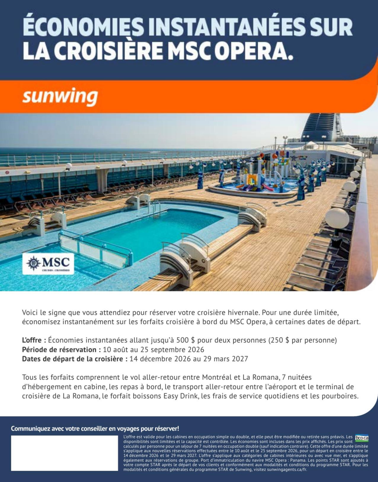 Promotion Sunwing Économies instantanées avec Voyages Aquaterra Sherbrooke undefined