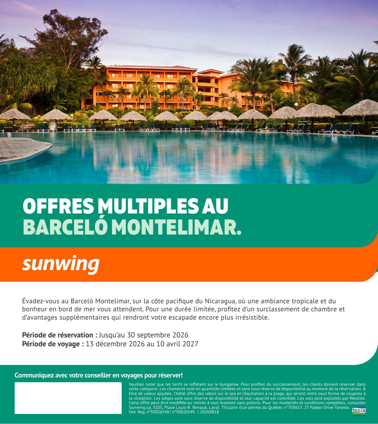 Promotion Sunwing Offres multiples au Barceló Montelimar avec Voyages Aquaterra Sherbrooke undefined