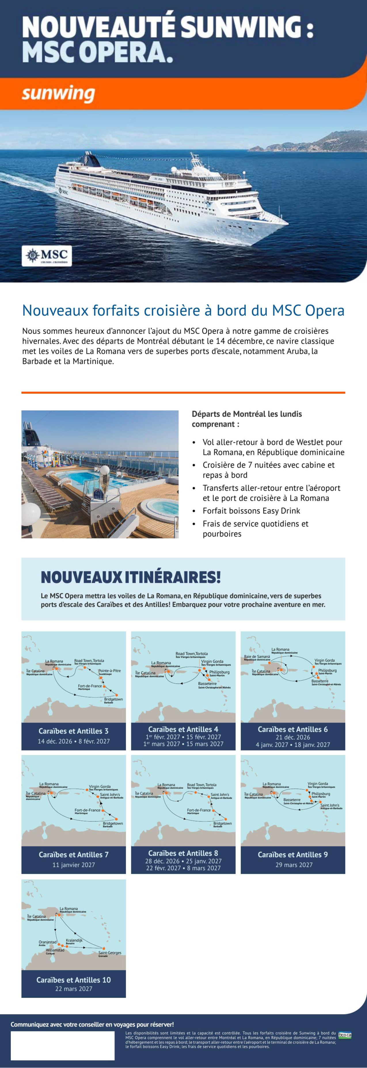 Nouveauté Sunwing : MSC Opera avec Voyages AquaTerra Sherbrooke undefined